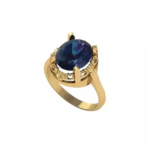 Women ring with stones for 3D printing gold and silver