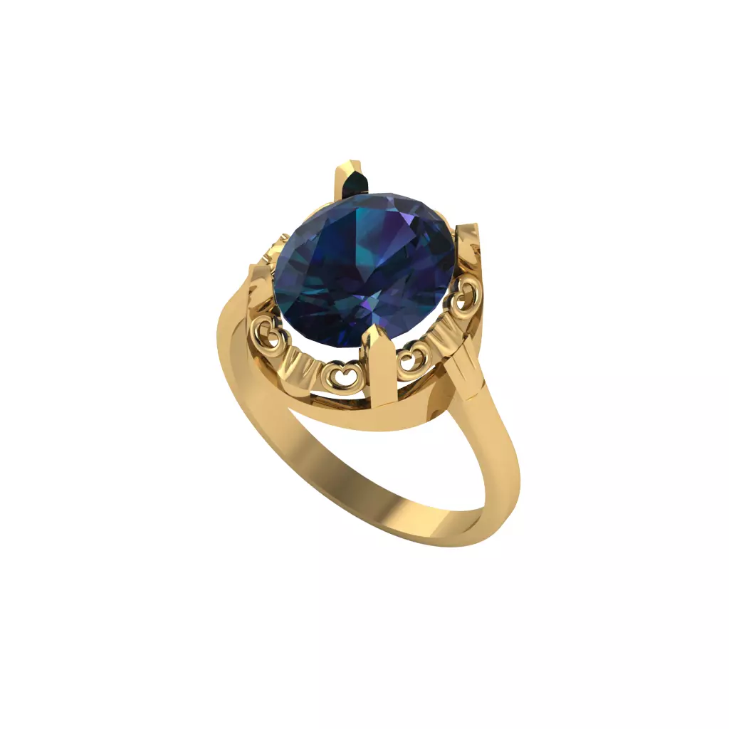 Women ring with stones for 3D printing gold and silver 3D print model_0