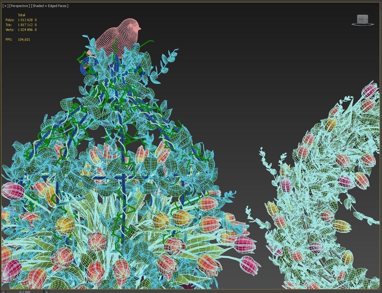 Vase with tulips and a wreath of tulips 08 3D model_16