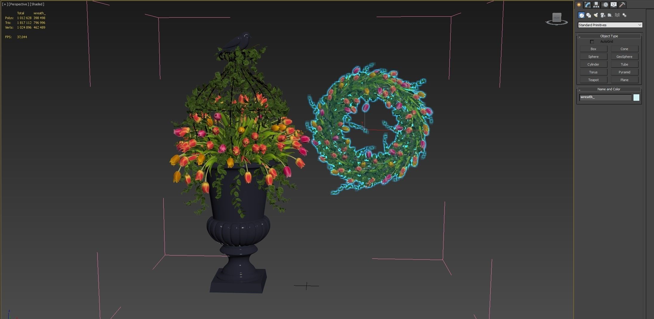 Vase with tulips and a wreath of tulips 08 3D model_21