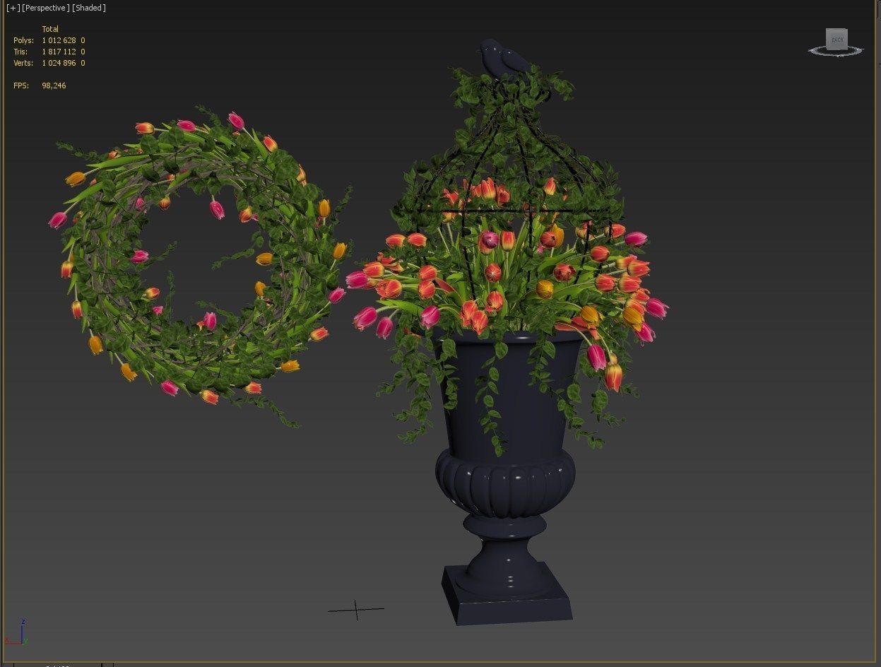 Vase with tulips and a wreath of tulips 08 3D model_19