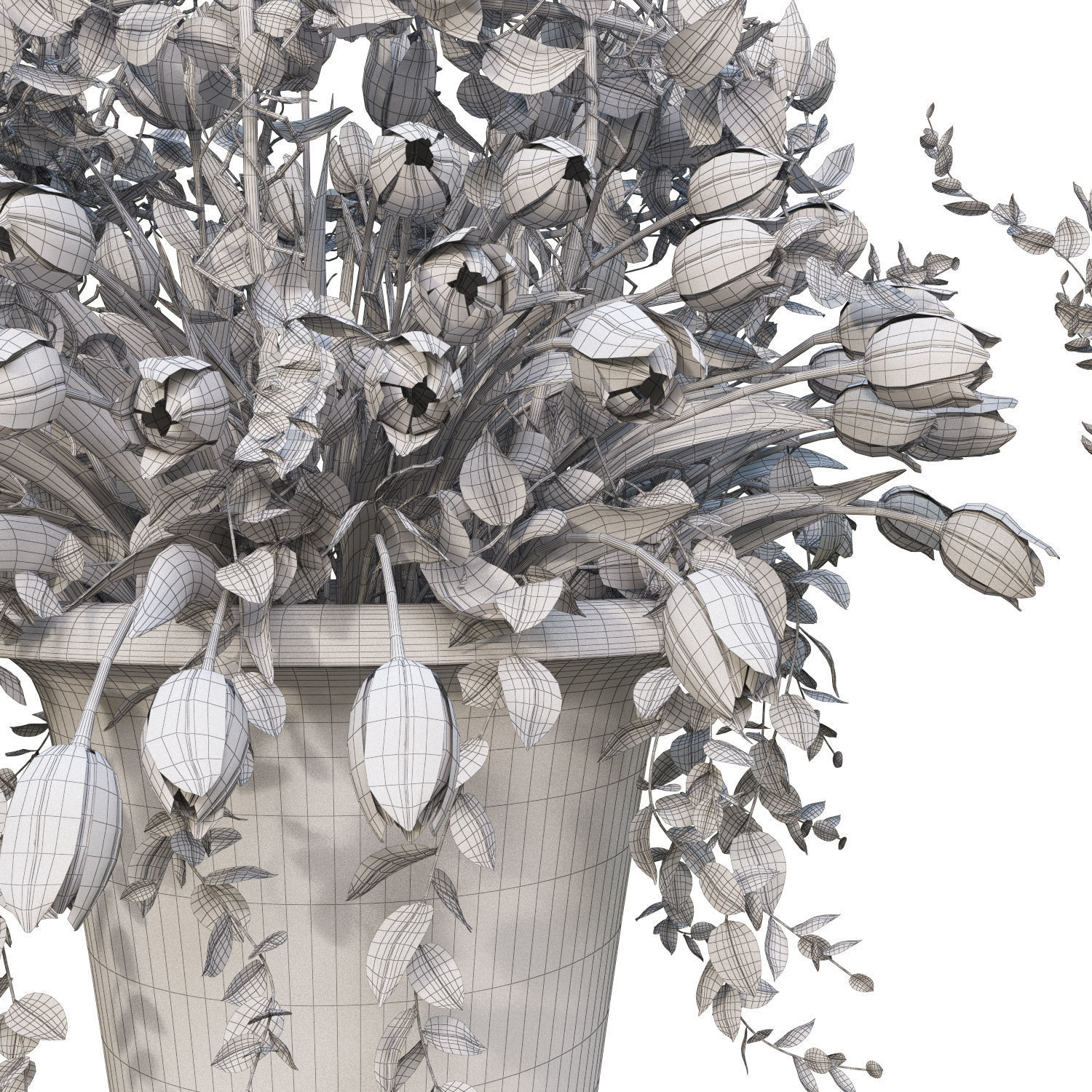 Vase with tulips and a wreath of tulips 08 3D model_7