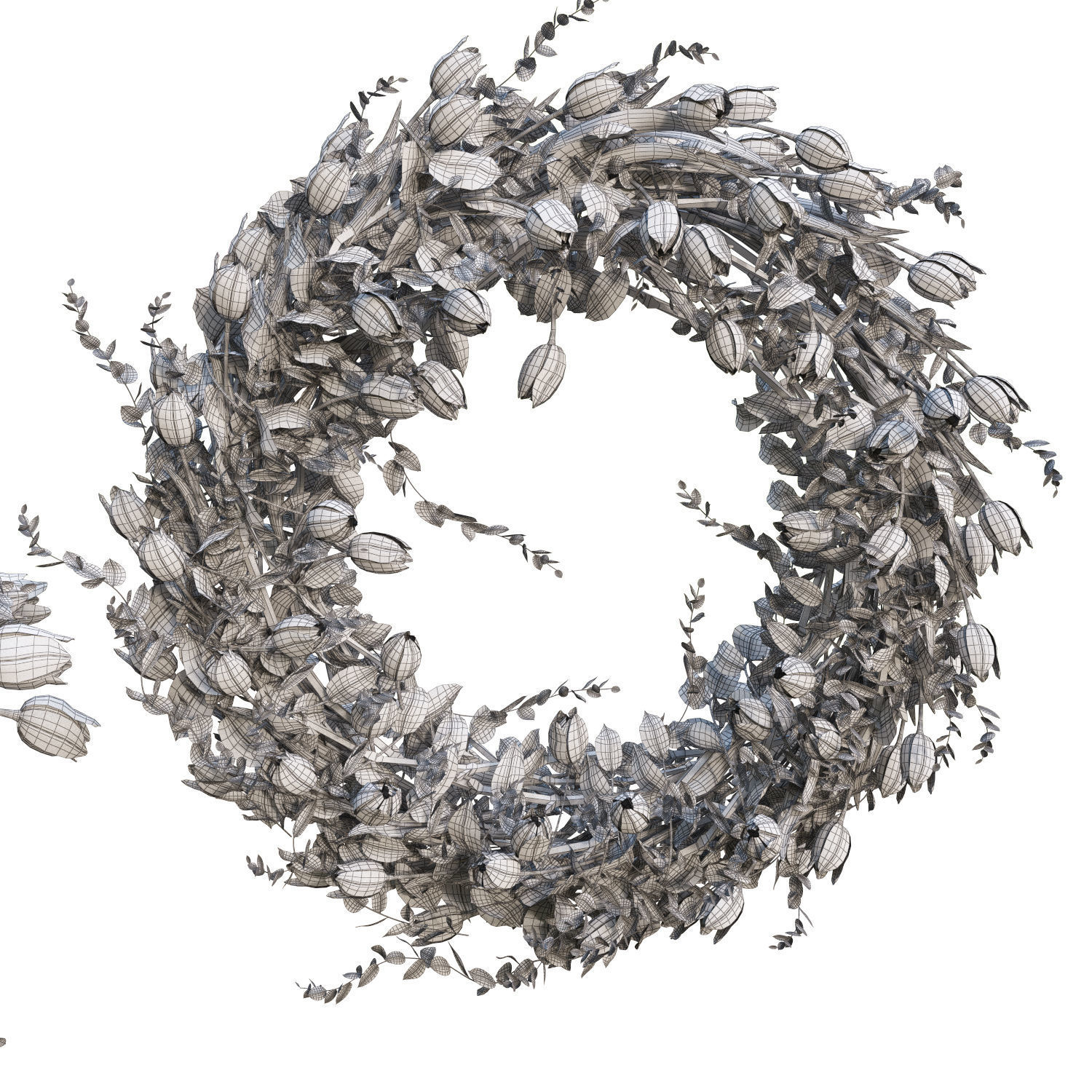 Vase with tulips and a wreath of tulips 08 3D model_11