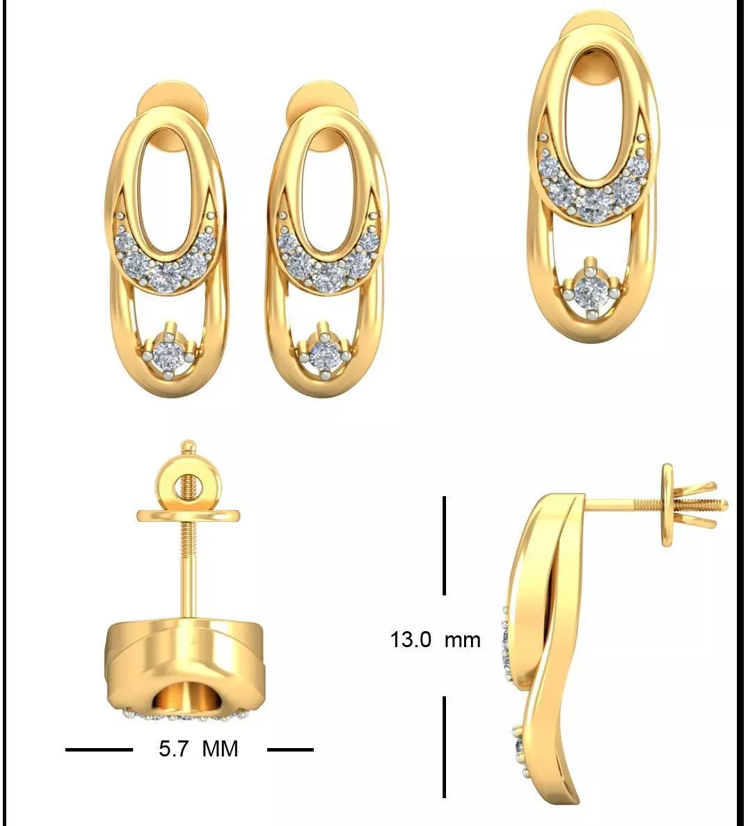 Solitaire Earrings 3D print model_0