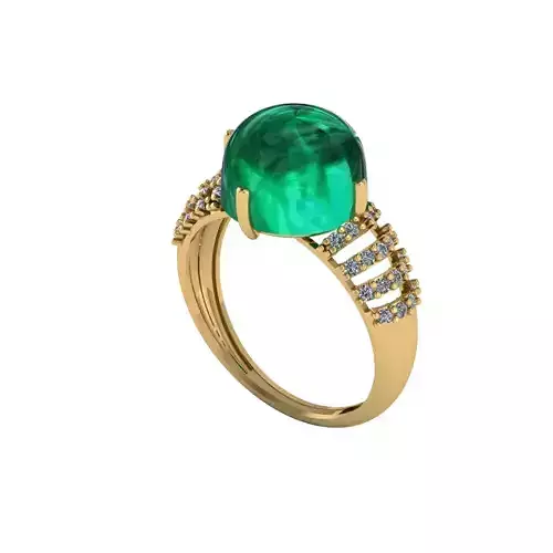 Women ring with stones for 3D printing gold and silver