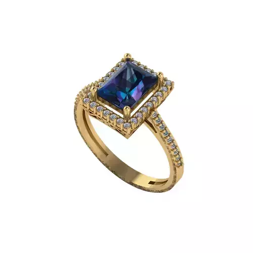 Women ring with stones for 3D printing gold and silver