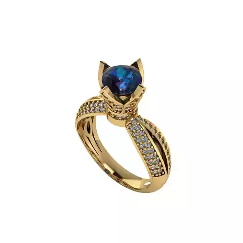 Women ring with stones for 3D printing gold and silver