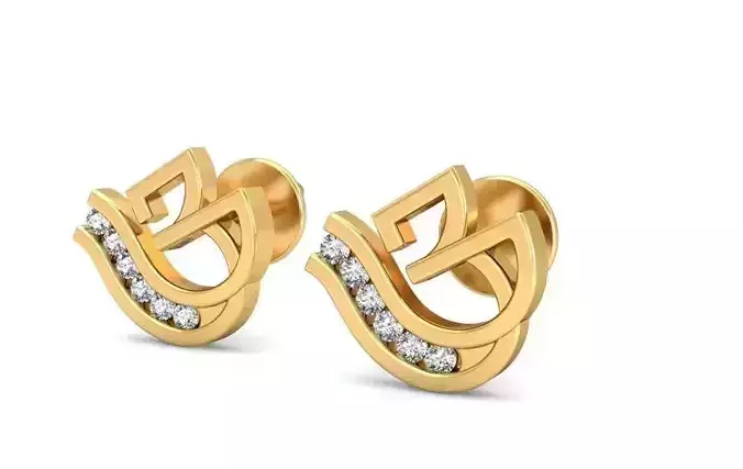 Solitaire Earrings 3Dm STL OBJ FBX Render Details