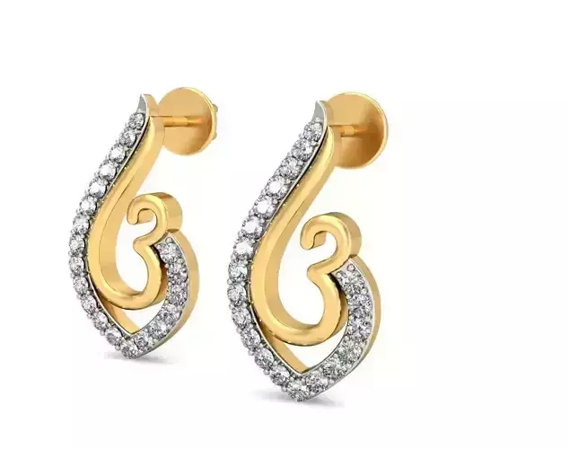 Solitaire Earrings 3Dm STL OBJ FBX Render Details