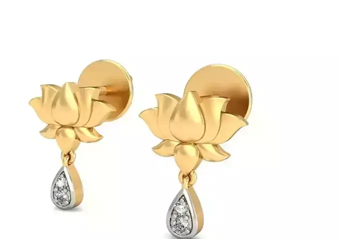 Solitaire Earrings 3Dm STL OBJ FBX Render Details