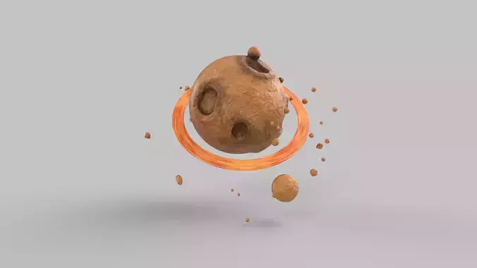 planet with lot of dust in it Low-poly 3D model