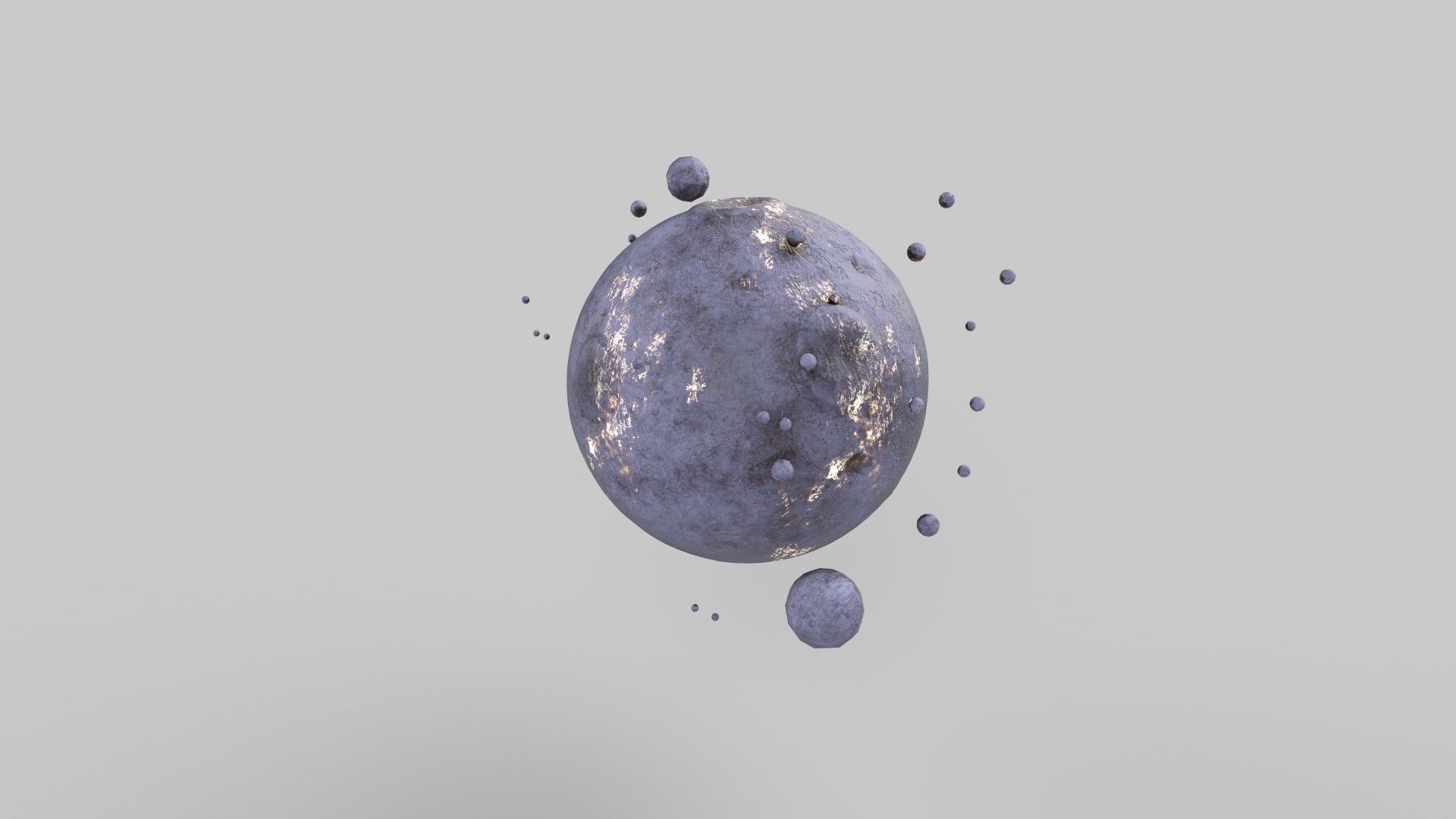 planet asteroid with lot of holes in it Low-poly 3D model_1