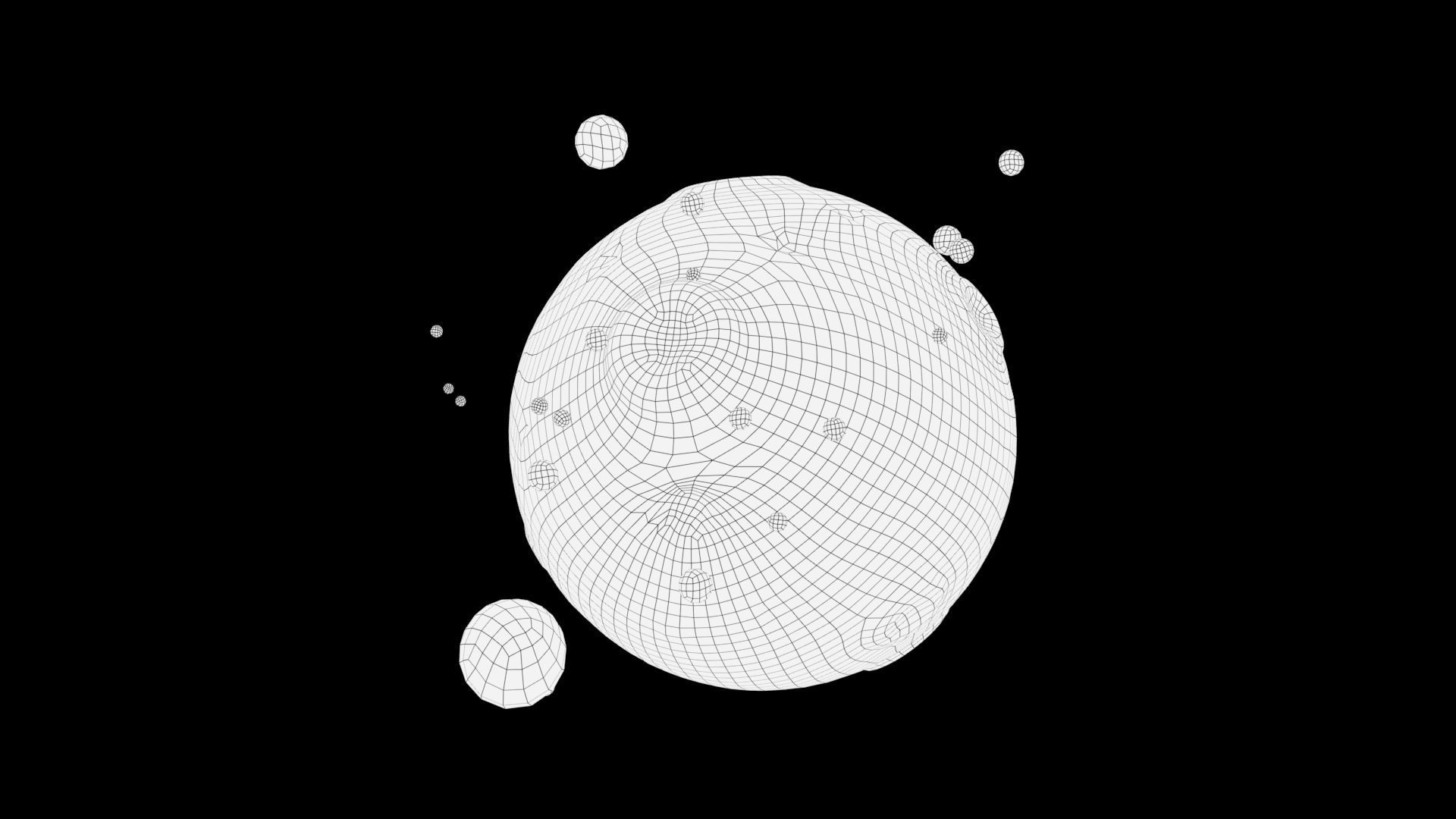planet asteroid with lot of holes in it Low-poly 3D model_6