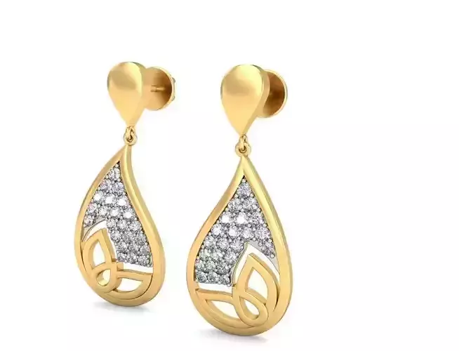 Solitaire Earrings 3Dm STL OBJ FBX Render Details
