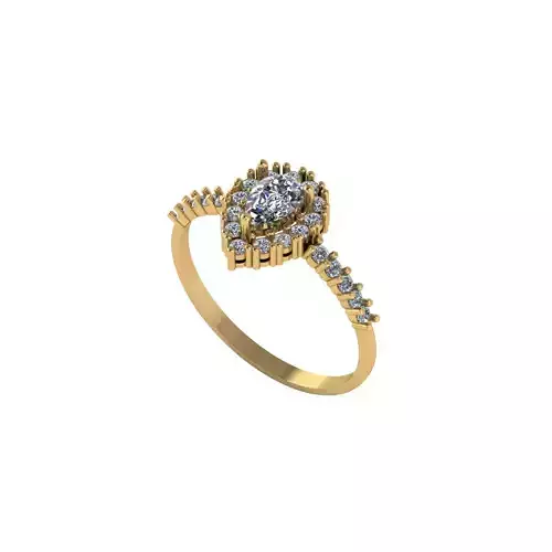 Women ring with stones for 3D printing gold and silver