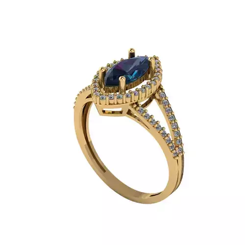 Women ring with stones for 3D printing gold and silver