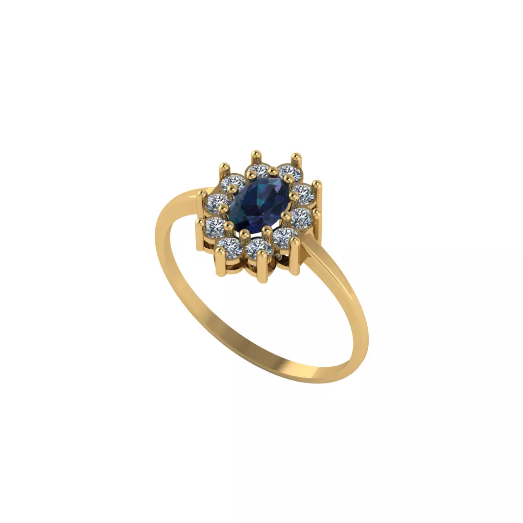 Women ring with stones for 3D printing gold and silver 3D print model_0