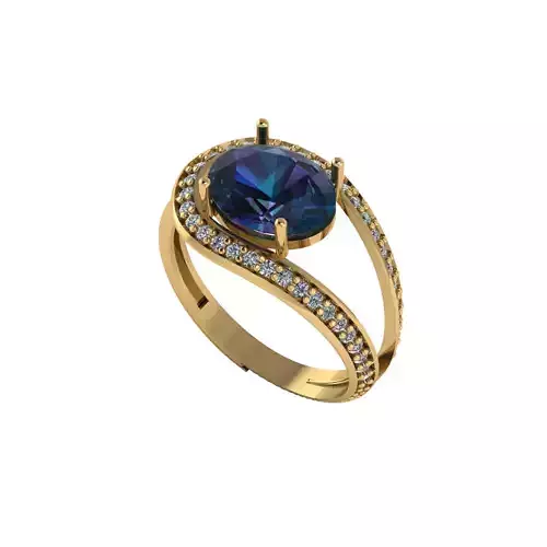 Women ring with stones for 3D printing gold and silver