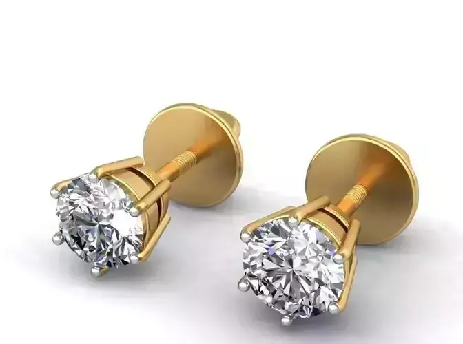 Solitaire Stud Earrings 3Dm STL OBJ FBX Render Details