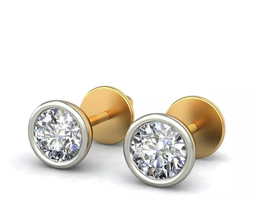 Solitaire Stud Earrings 3Dm STL OBJ FBX Render Details 3D print model_0