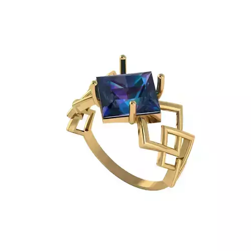 Women ring with stones for 3D printing gold and silver