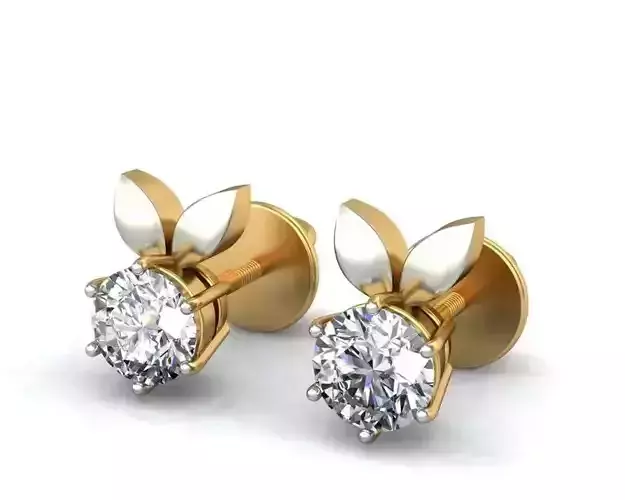 Solitaire Stud Earrings 3Dm STL OBJ FBX Render Details