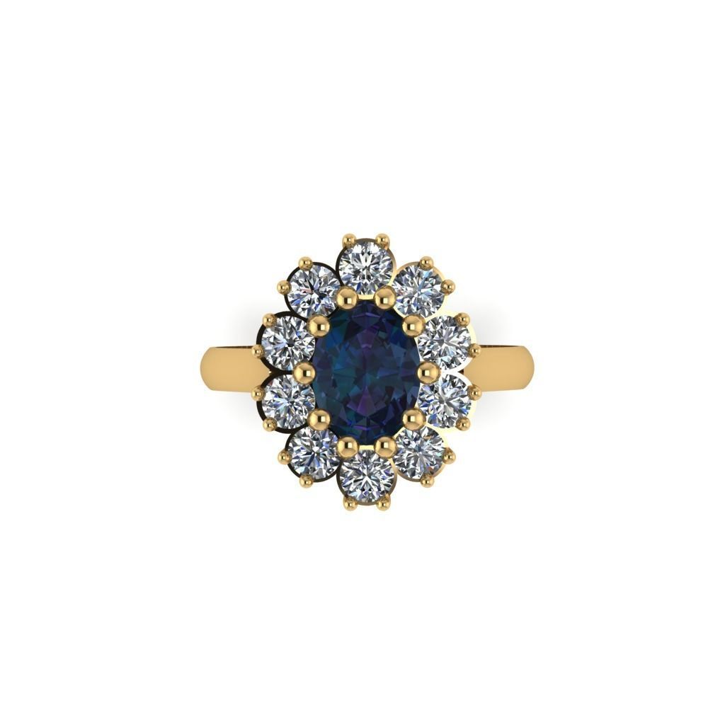 Women ring with stones for 3D printing gold and silver 3D print model_1