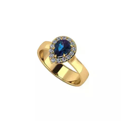 Women ring with stones for 3D printing gold and silver