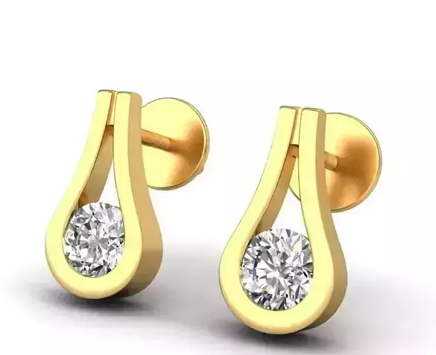 Solitaire Stud Earrings 3Dm STL OBJ FBX Render Details