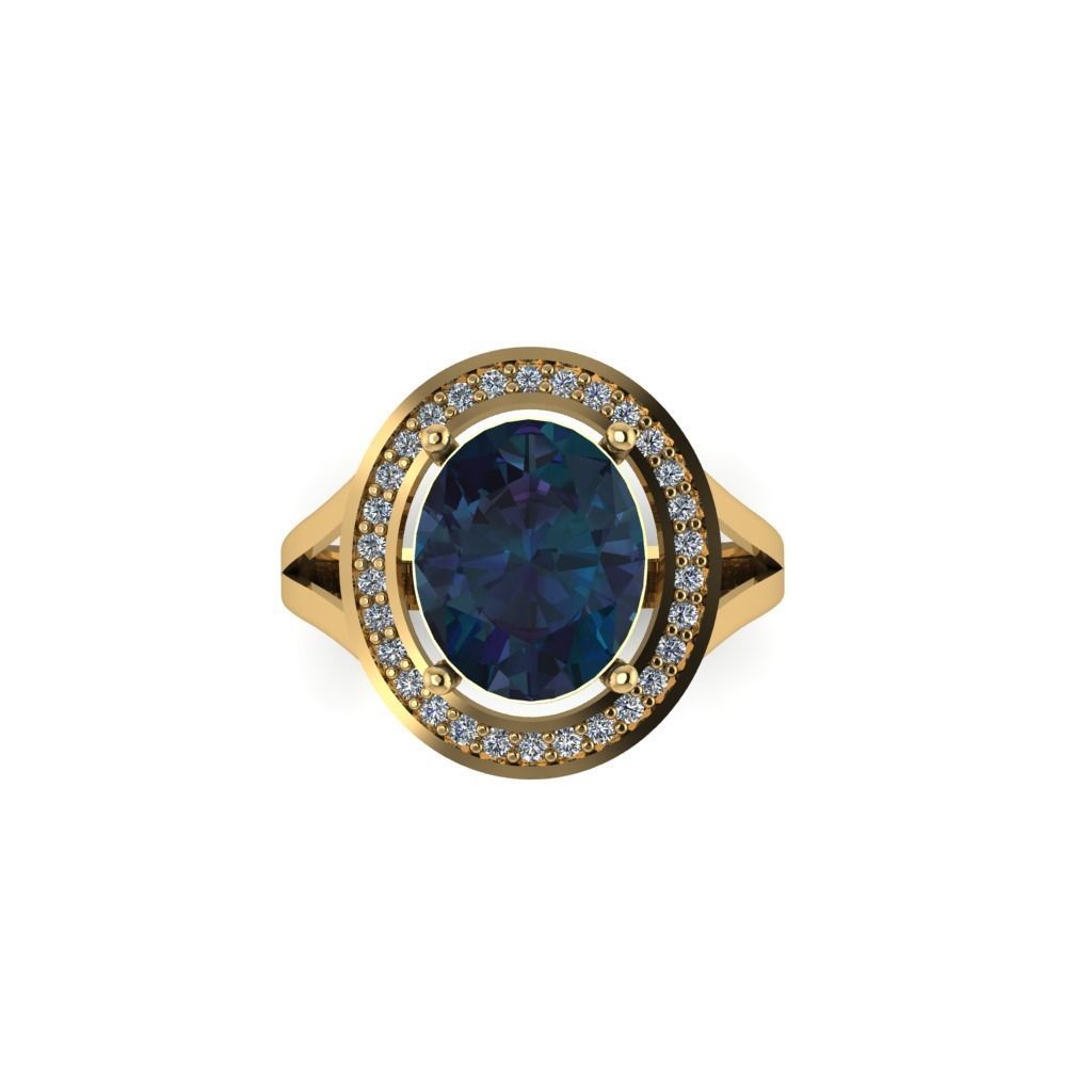 Women ring with stones for 3D printing gold and silver 3D print model_1