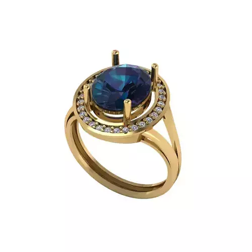 Women ring with stones for 3D printing gold and silver