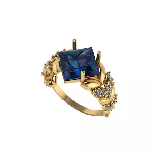 Women ring with stones for 3D printing gold and silver