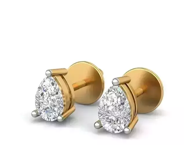 Solitaire Pear Diamond Earrings 3Dm STL OBJ FBX Render Details