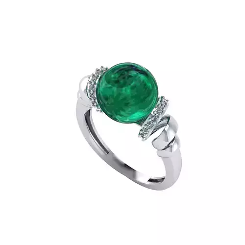 Women ring with stones for 3D printing gold and silver