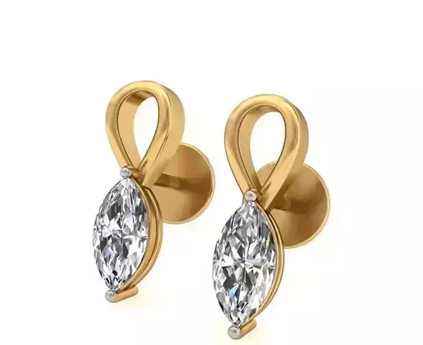 Solitaire Marquise Diamond Earrings 3Dm STL OBJ Render Details