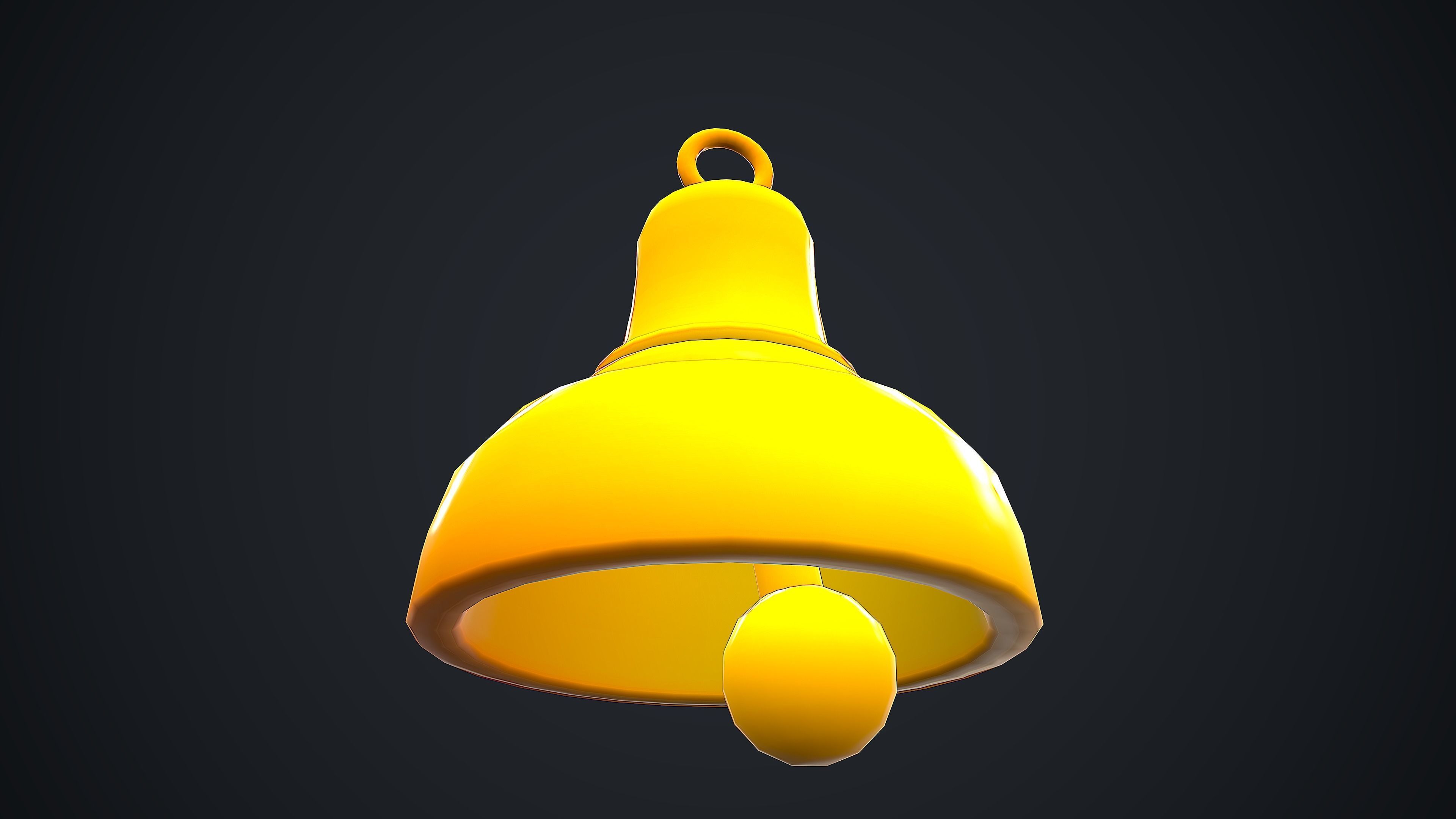 GOLDEN BELL CARTOON STYLIZED Low-poly 3D model_2