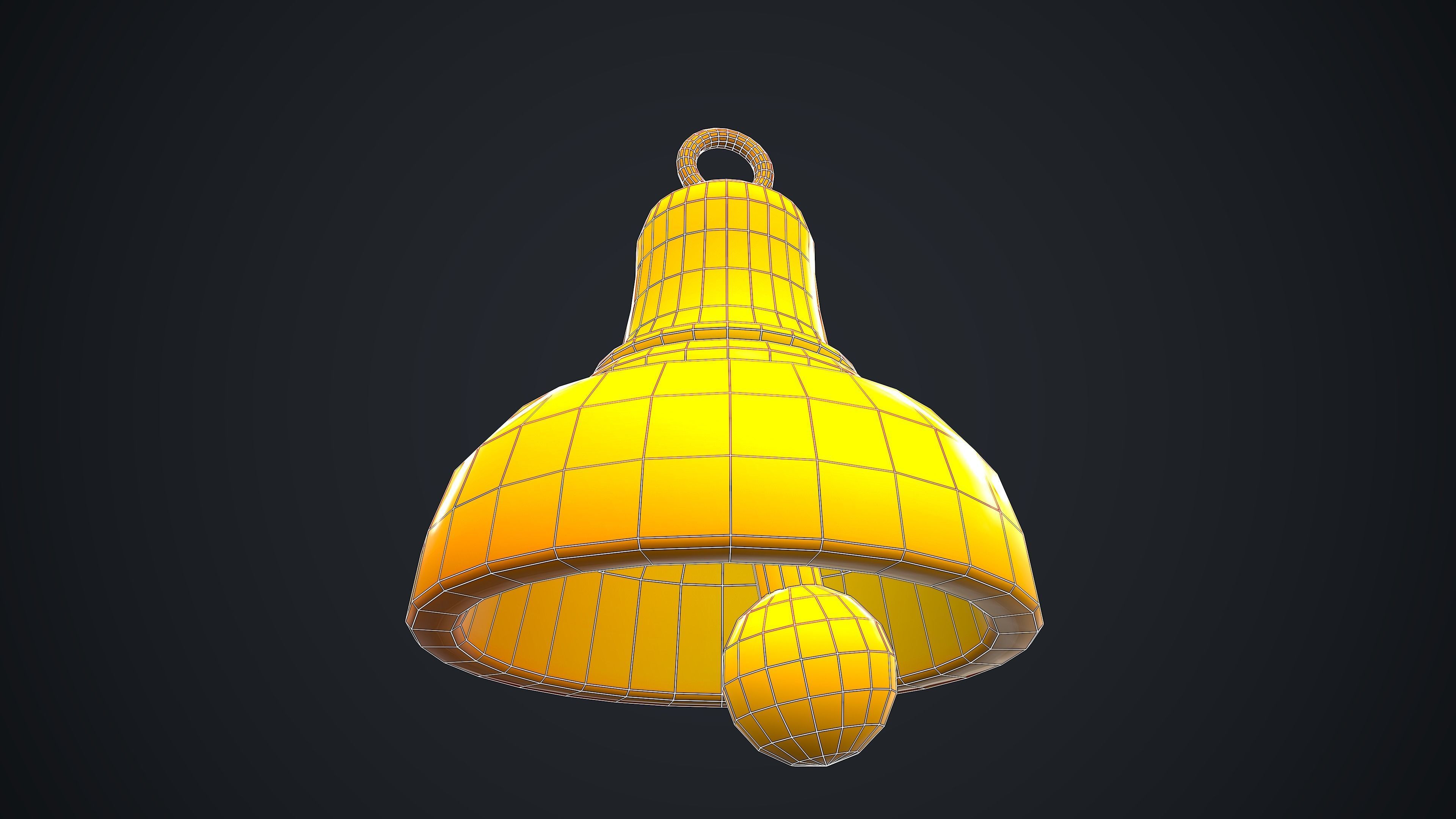 GOLDEN BELL CARTOON STYLIZED Low-poly 3D model_3