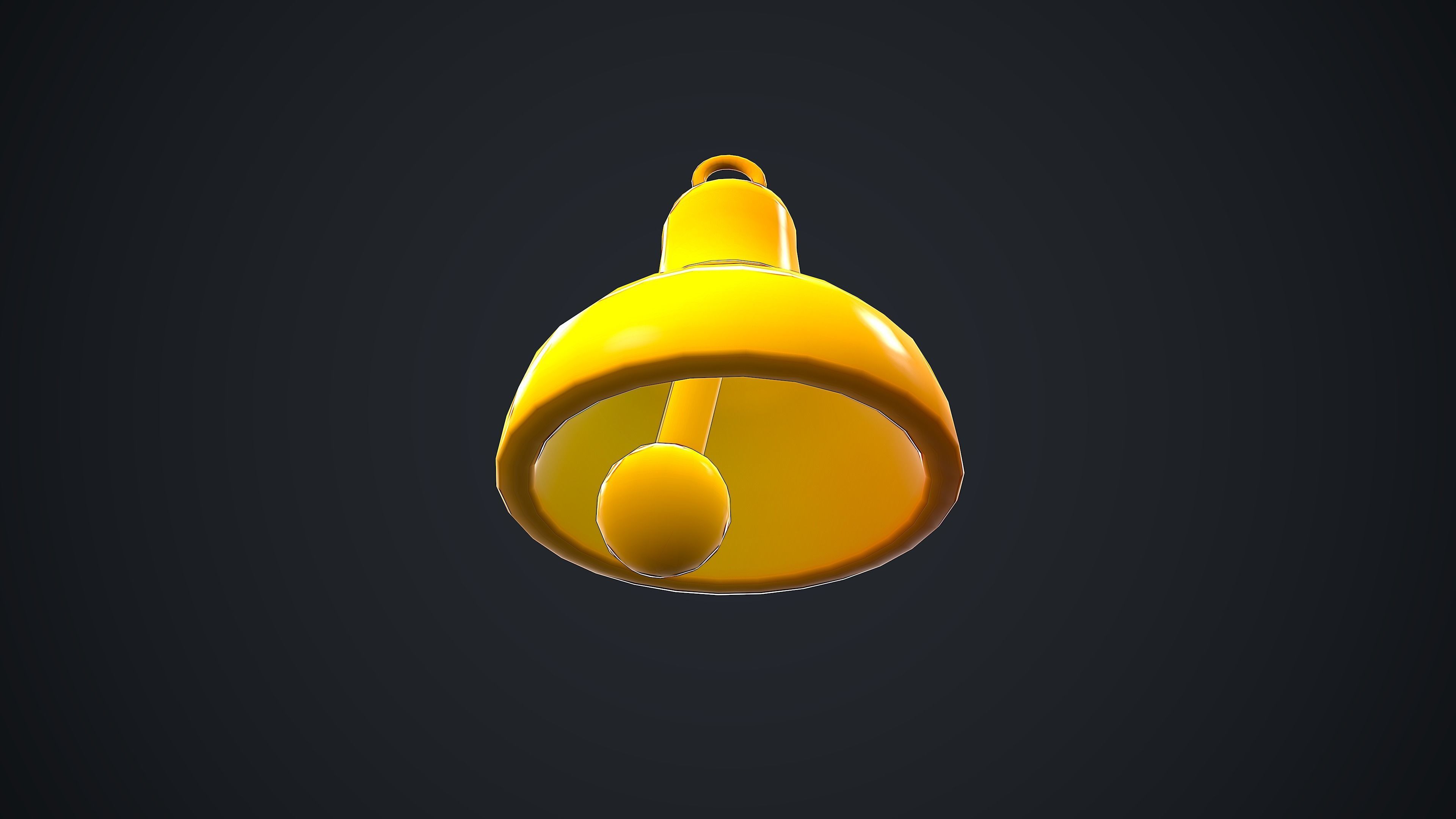 GOLDEN BELL CARTOON STYLIZED Low-poly 3D model_4