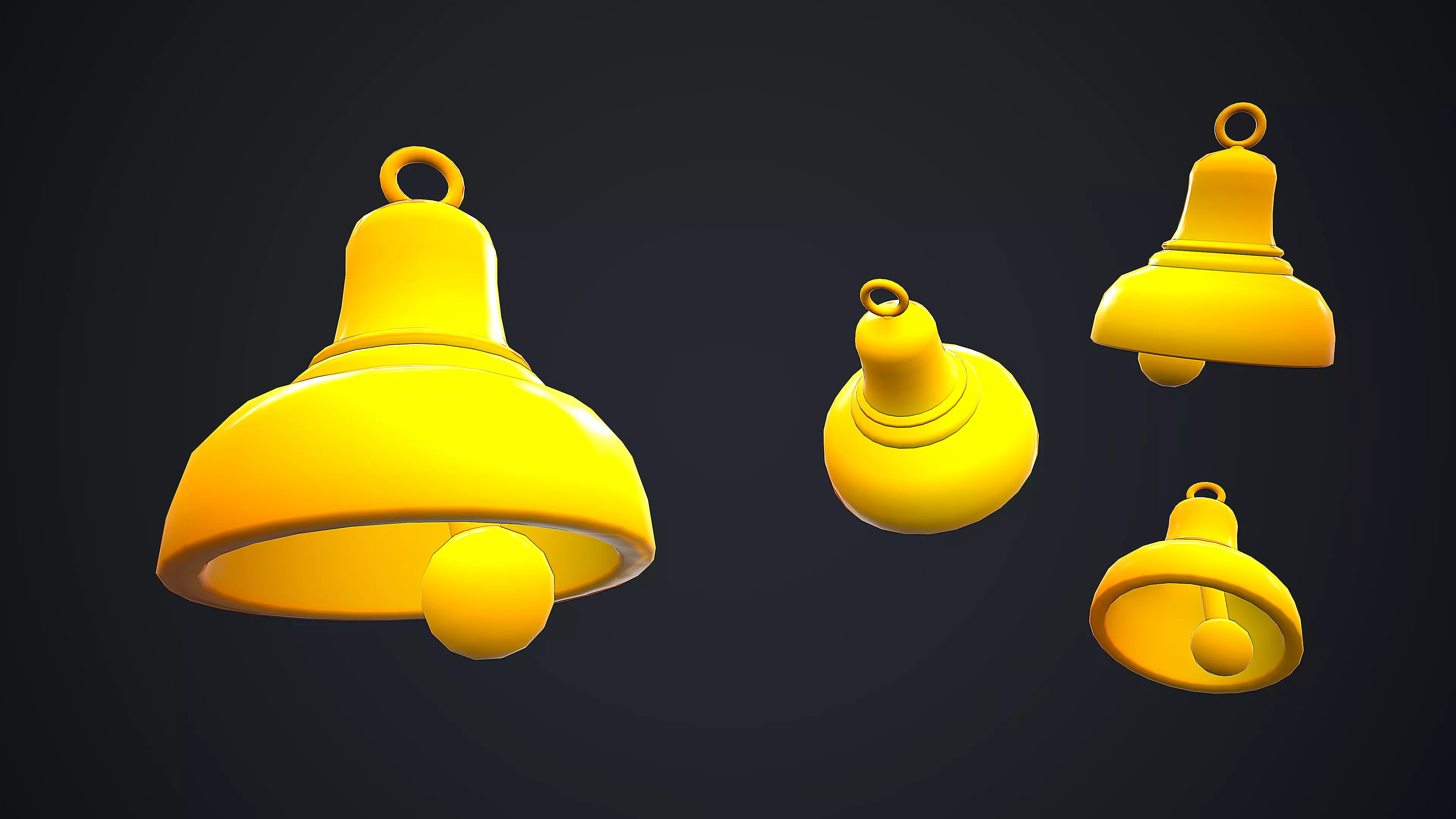 GOLDEN BELL CARTOON STYLIZED Low-poly 3D model_0