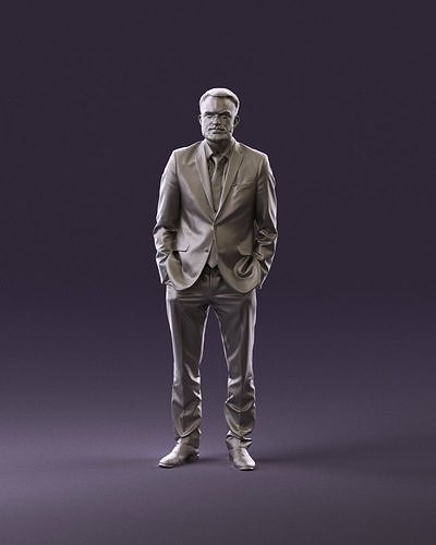 001019 beard man in blue suit hands in pockets 3D Print Ready 3D print model