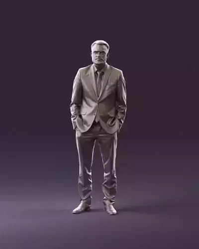001019 beard man in blue suit hands in pockets 3D Print Ready 3D print model