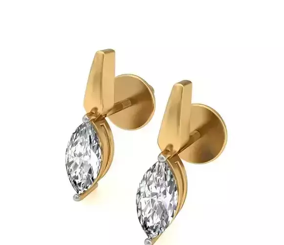 Solitaire Marquise Diamond Earrings 3Dm STL OBJ FBX Details