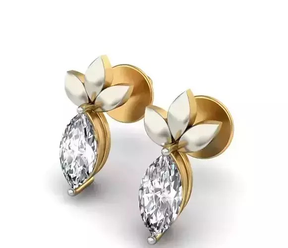Solitaire Marquise Diamond Earrings 3Dm STL OBJ FBX Details