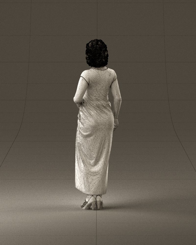 001021 blonde woman in long green dress 3D Print Ready 3D print model_30