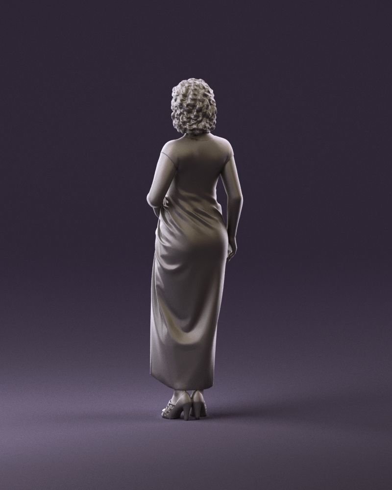 001021 blonde woman in long green dress 3D Print Ready 3D print model_6