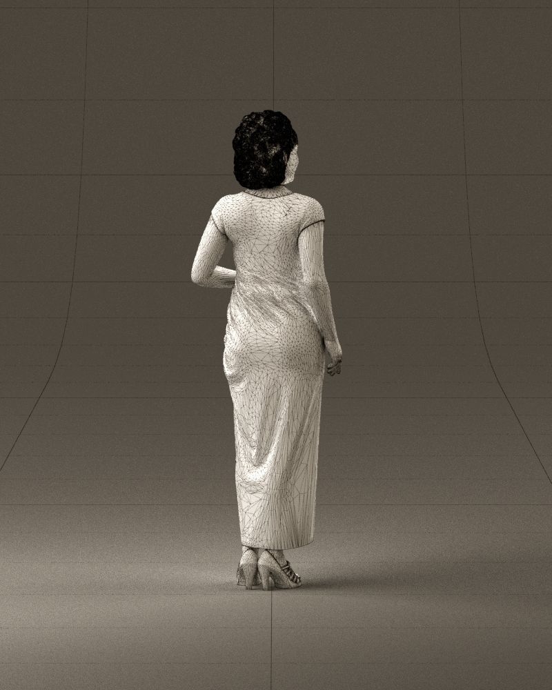 001021 blonde woman in long green dress 3D Print Ready 3D print model_29