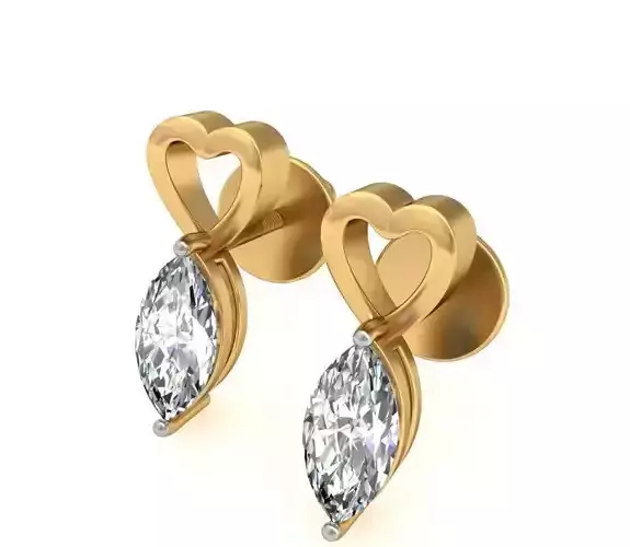 Solitaire Marquise Diamond Earrings 3Dm STL OBJ FBX Details