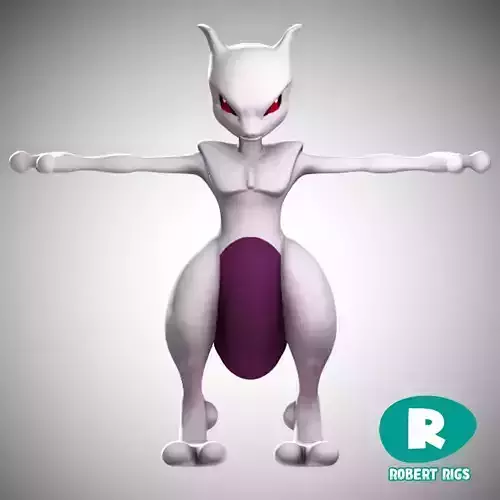 Mewtwo Pokemon Rigged Game Ready