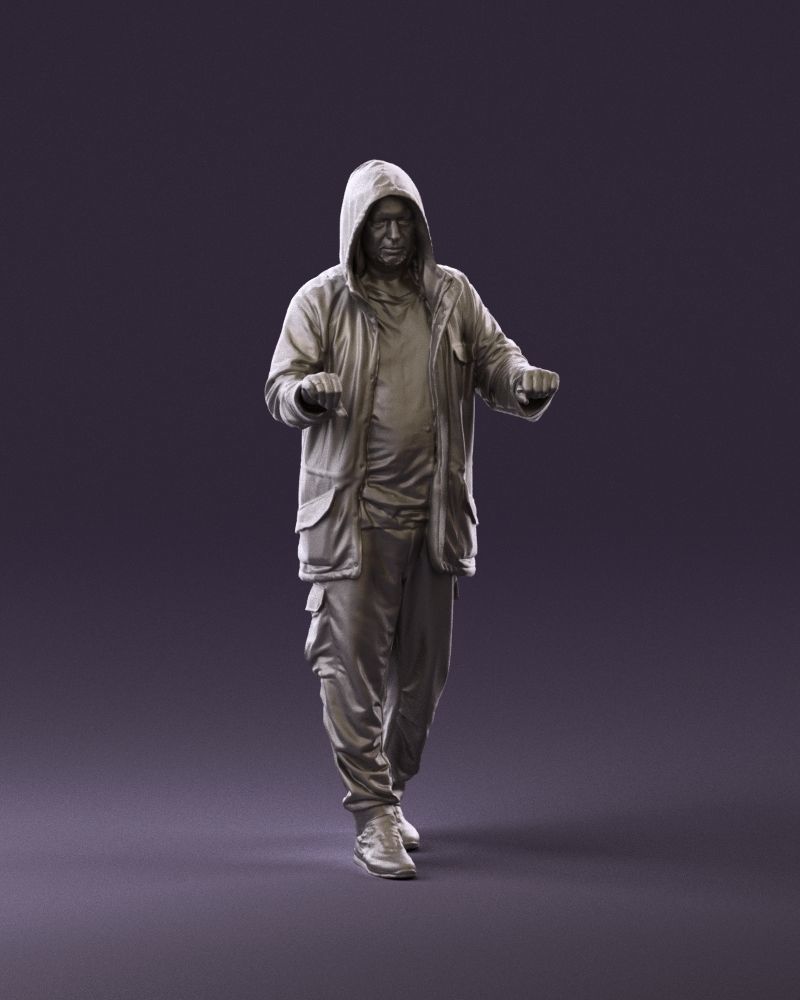 001022 man in fool black jacket with hood 3D model_13