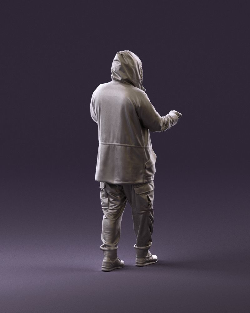 001022 man in fool black jacket with hood 3D model_17